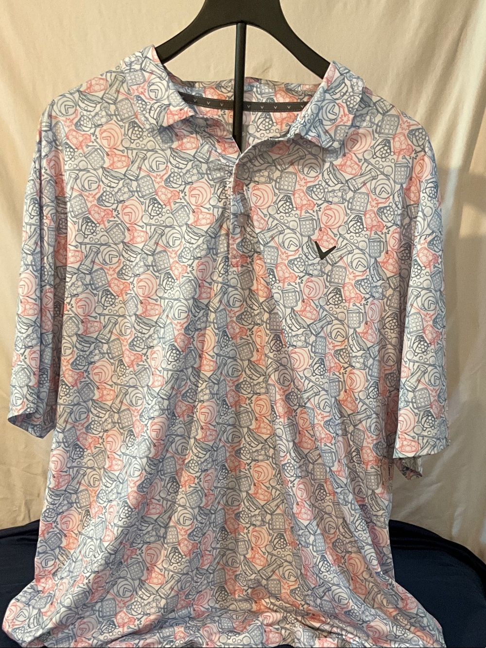 Callaway Light Blue & Pink Abstract Pattern Polo